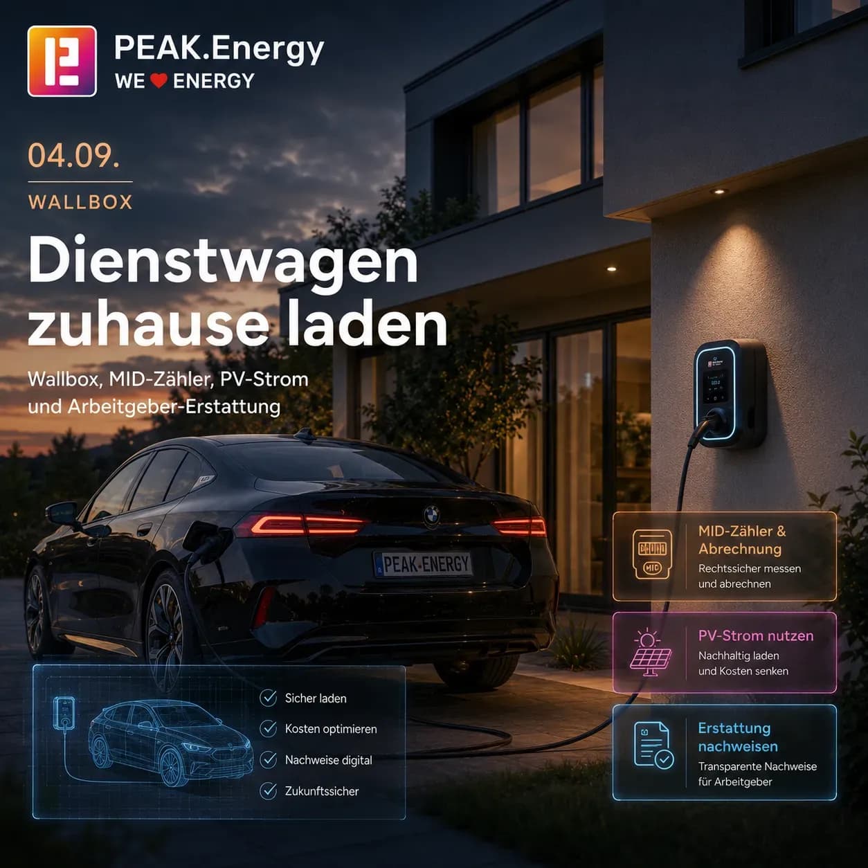 Dienstwagen zuhause laden
